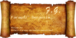 Faragó Geraszim névjegykártya